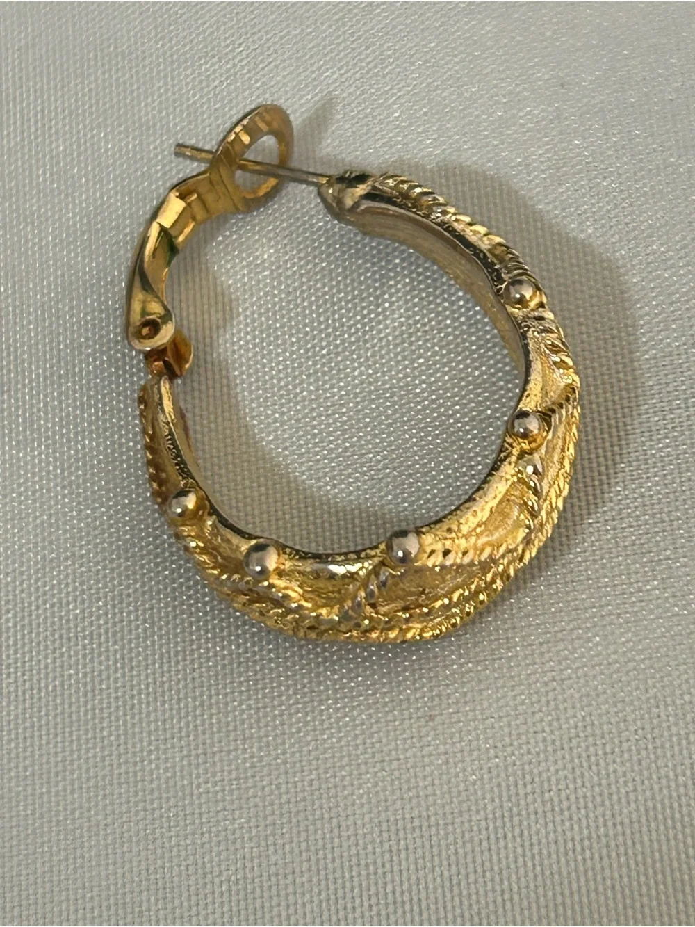 Vintage Gold-Tone Textured Hoop Earrings by Goldette